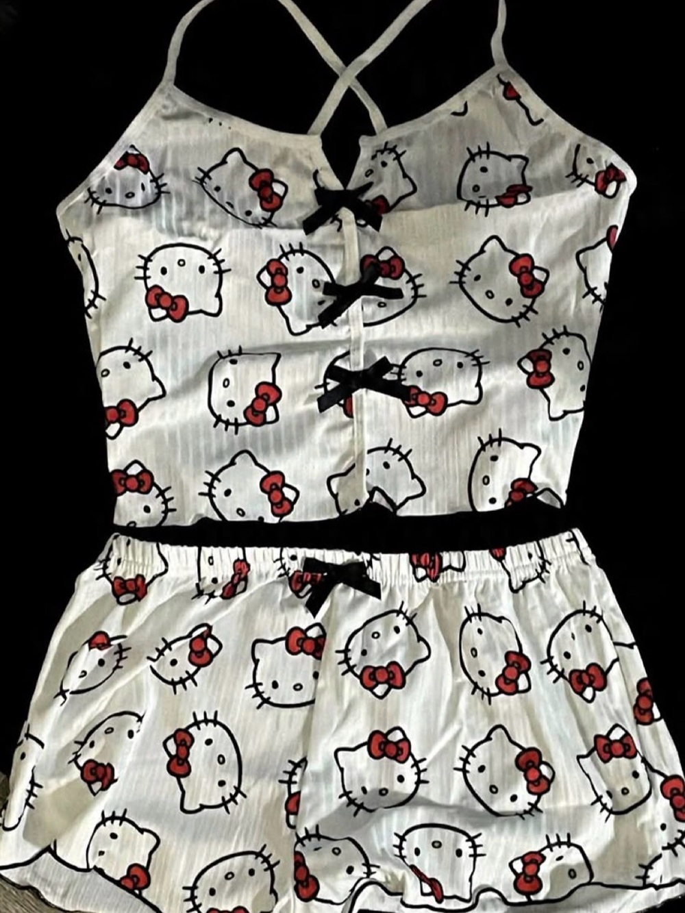 Hello Kitty White and Red Girls' One-Piece Pajama Set